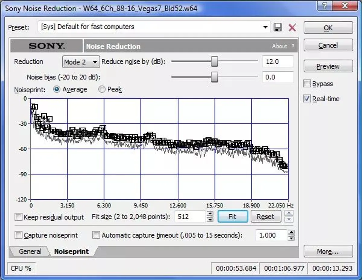 Noise Reduction 2.0 interface