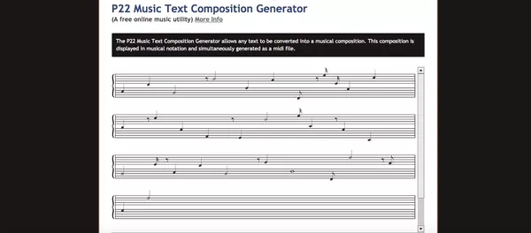 P22 Music Text Composition Generator Interface