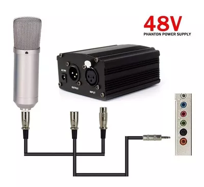 phantom power 48v alimentaco para microfone condensador