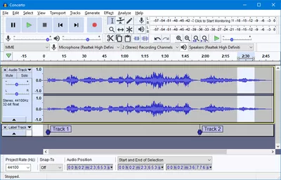 audacity interface gravar audiolivros