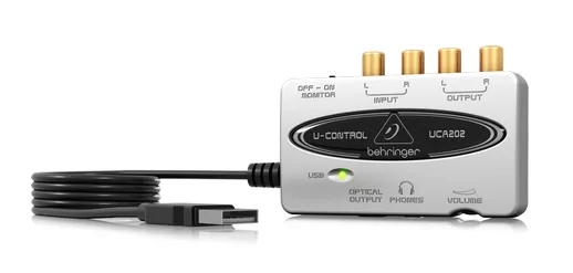 interface de audio UCA 202 cabos conexoes