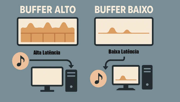 infográfico latência na interface de áudio