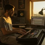 jovem produtor musical usando plugins VST de piano gratuitos